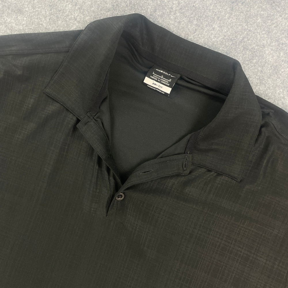 Nike Nike Golf Mens Polo Shirt L Black Textured Stretch Short Sleeve Regular Fit
